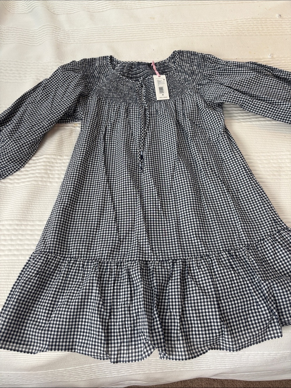Vineyard Vines Navy & White Gingham Smocked Dress